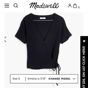 Madewell ribbed wrap crop top Xs